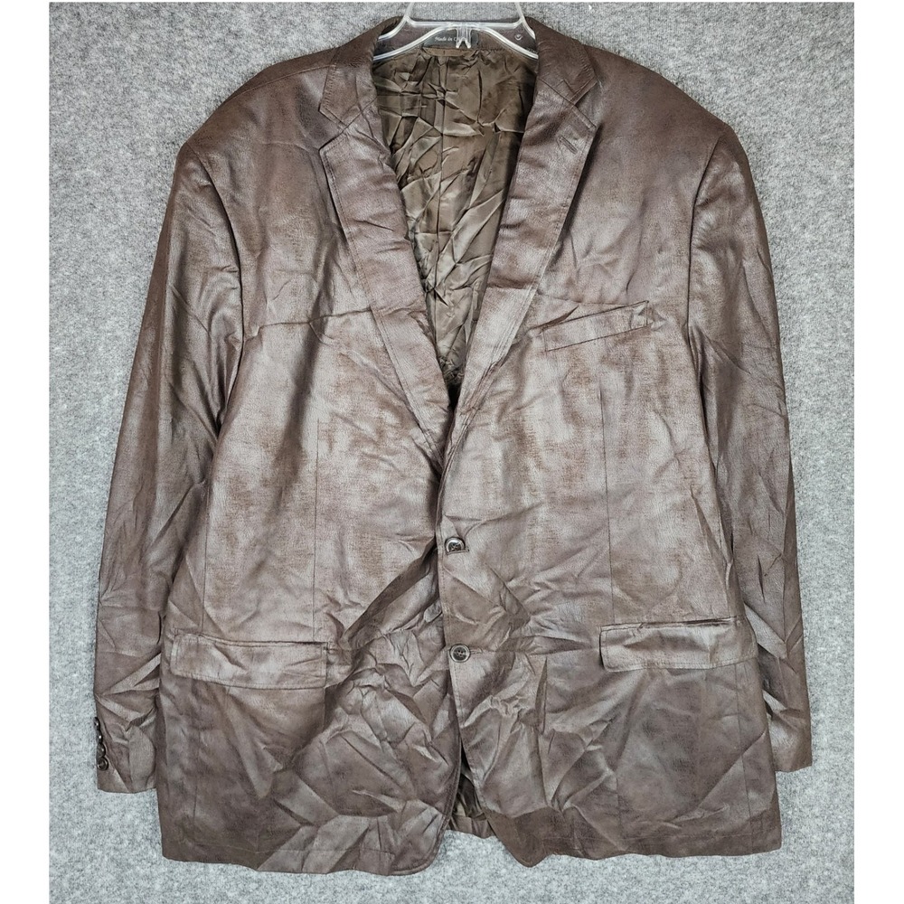 Calvin Klein Blazer Mens 54L Faux Leather Brown EUC